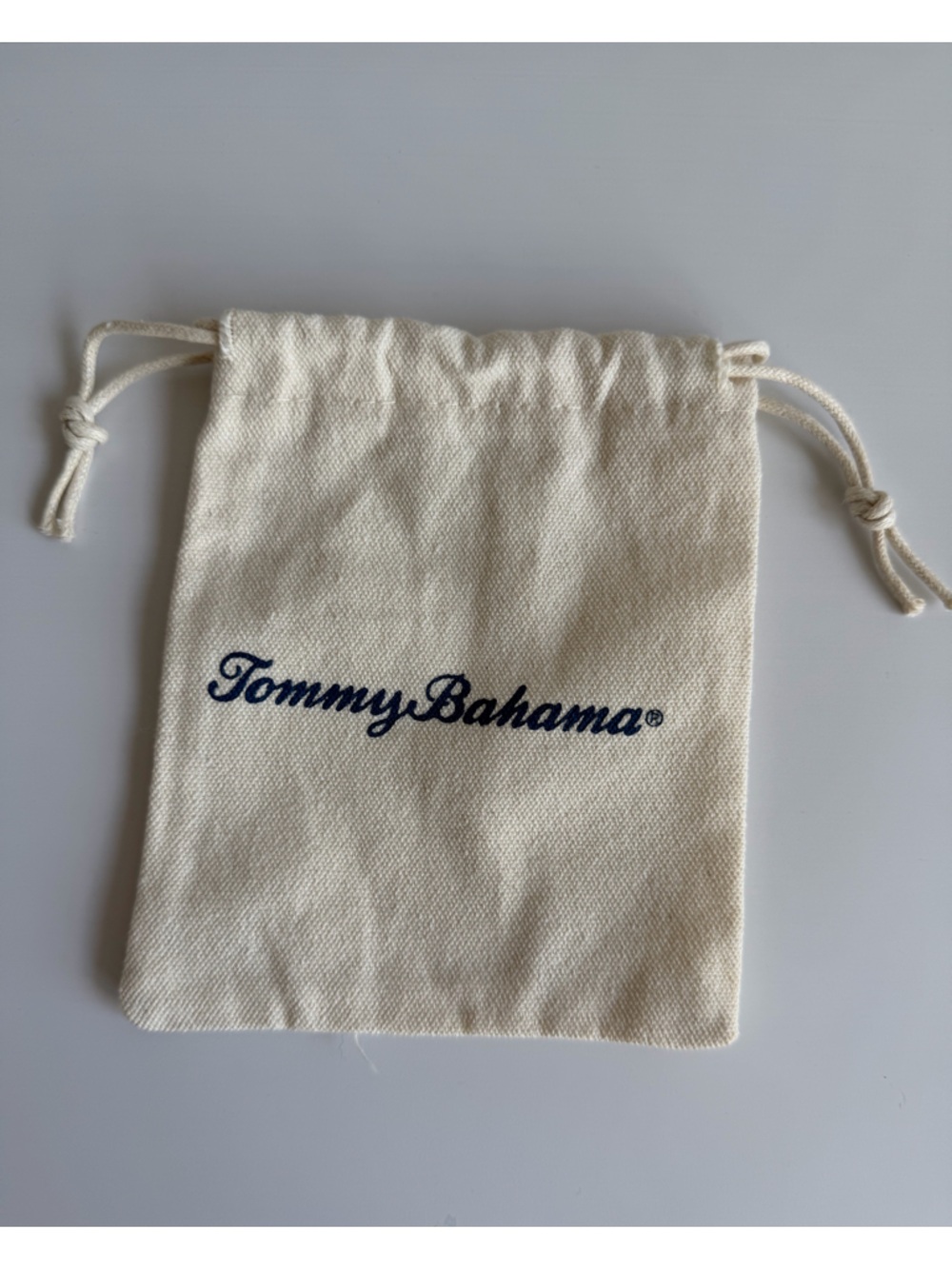 Tommy Bahama Cream and Navy Cotton Drawstring Pouch